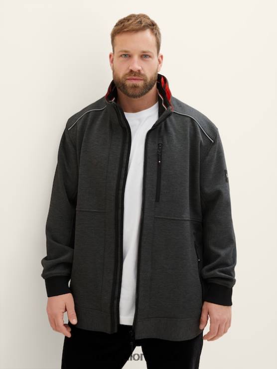 TOM TAILOR exclusif plus veste avec capuche dissimulee structure tricotee anthracite 5WE23238 vetements 5WE23238 TOM TAILOR France pieces exclusives TOM TAILOR marque redefinit les silhouettes classiq...